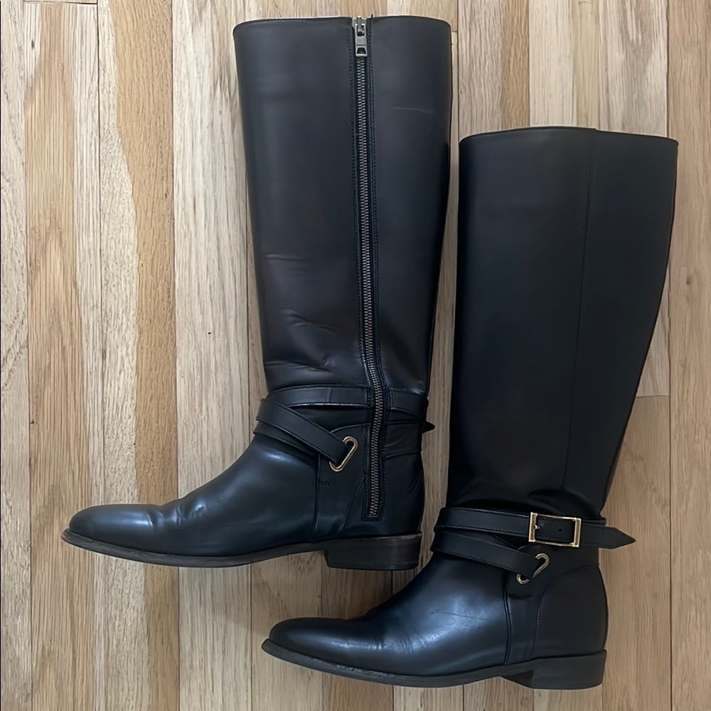 Burberry Black Heeled Boots with Knee-High Design